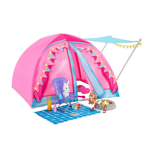 バービー かわいいピンクのテントとキャンプセット | ハウス・おみせ 
